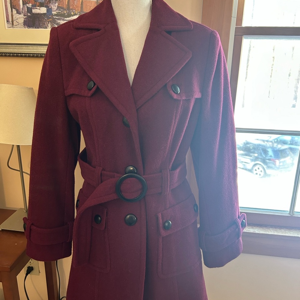 Chadwicks of Boston Deep Red Trench Coat mid length - New condition!!